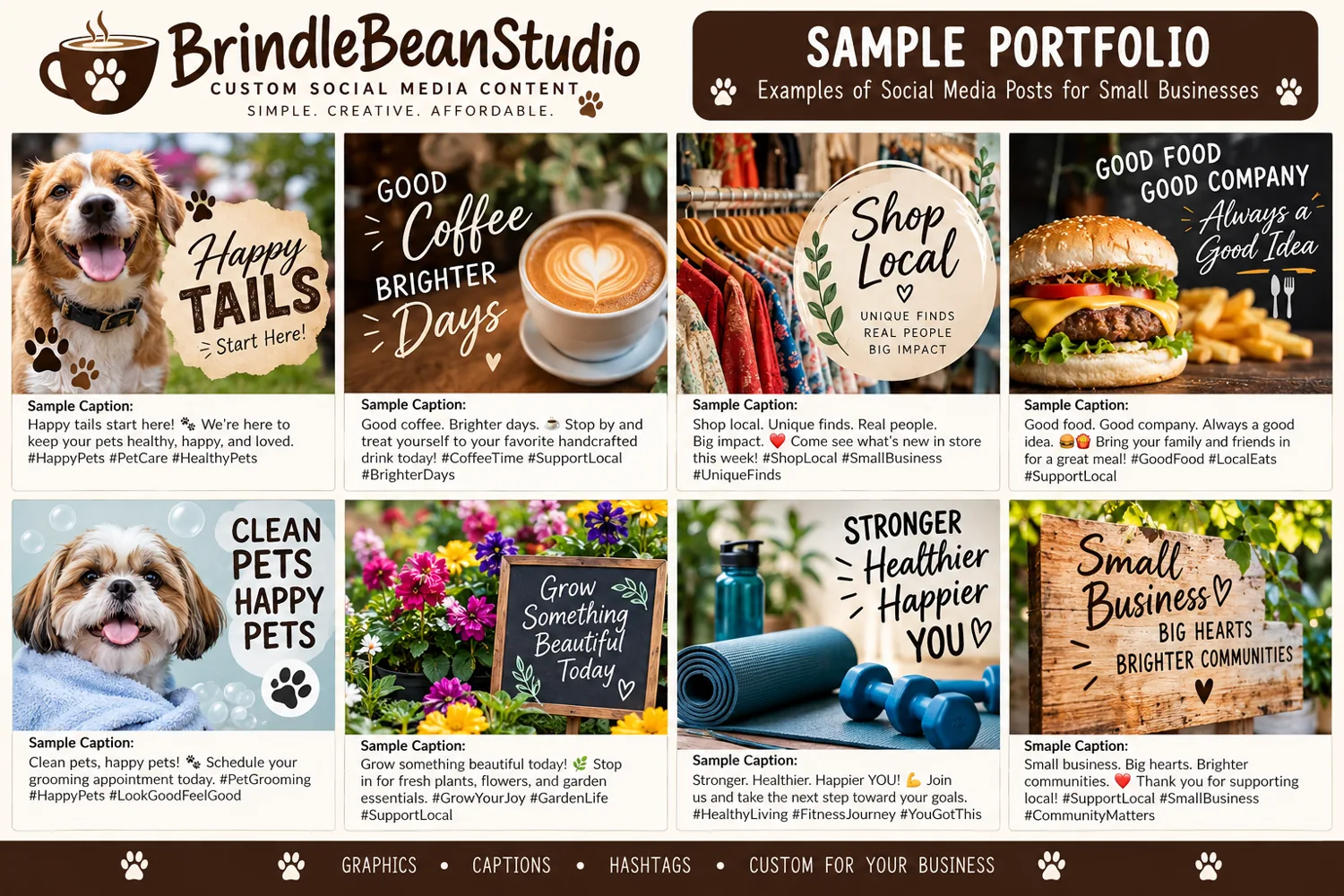 Examples of social media graphics in a sample portfolio